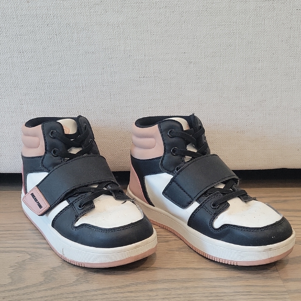 Stylish Black and Pink Kids Basketball Sneakers